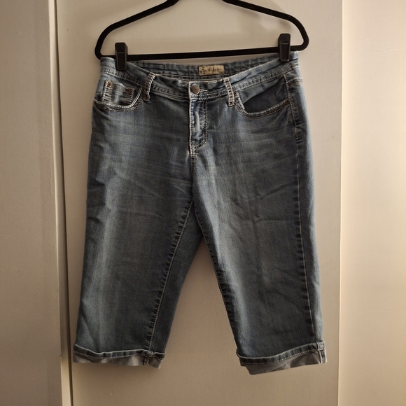 Earl Jean Women's Blue Denim Cropped Jeams - Picture 1 of 7